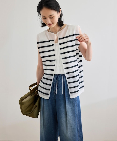 ROPE'(ロペ)の「シャイニー2WAYリボンブラウス/洗える(シャツ/ブラウス・レディース・ブラック/ネイビー/シルバー・F)」の13枚目の写真