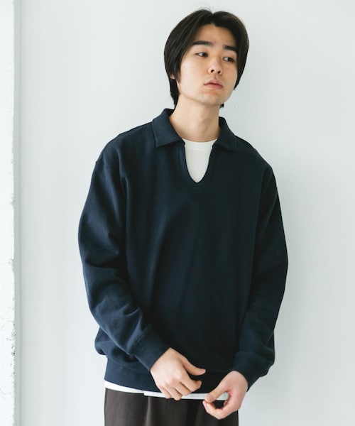 URBAN RESEARCH DOORS(アーバンリサーチドアーズ)の「TOMPKINS裏毛 スキッパースウェット(スウェット・メンズ・GREIGE/BLACK/NAVY・M/L)」の3枚目の写真