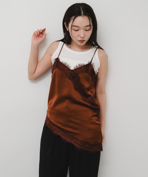 SENSE OF PLACE by URBAN RESEARCH(センスオブプレイスバイアーバンリサーチ)の「アシメヘムレースキャミソール(キャミソール・レディース・OFF WHITE/BLACK/BROWN・One)」の20枚目の写真