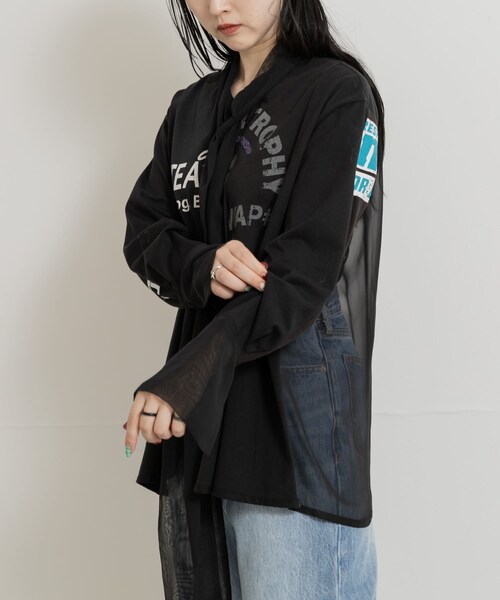 THE GOODLAND MARKET（ザグッドランドマーケット）の「SREU　リバーシブルタイカラーブラウス（シャツ/ブラウス・レディース・BLACK2/WHITE/BLACK・M）」の9枚目の写真