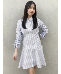 dazzlin | ギャザースリーブイレヘムシャツワンピース(ワンピース)