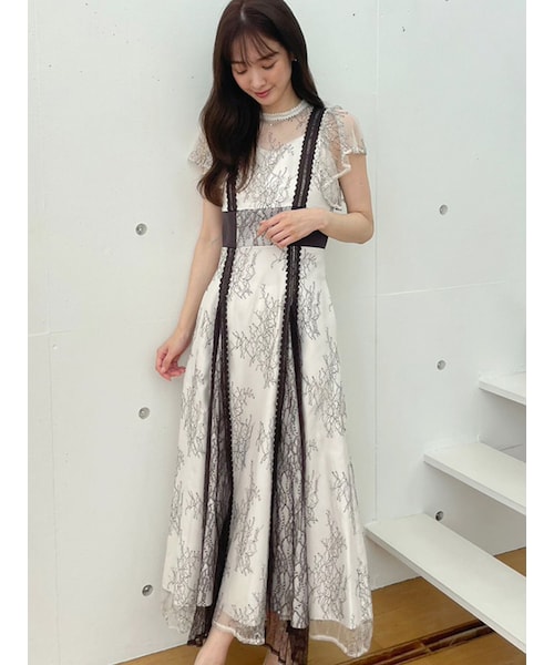 MERCURYDUO（マーキュリーデュオ）の「レーススイッチングドレス（ドレス・レディース・アイボリー/チャコールグレー/ブルー・S/M）」の3枚目の写真
