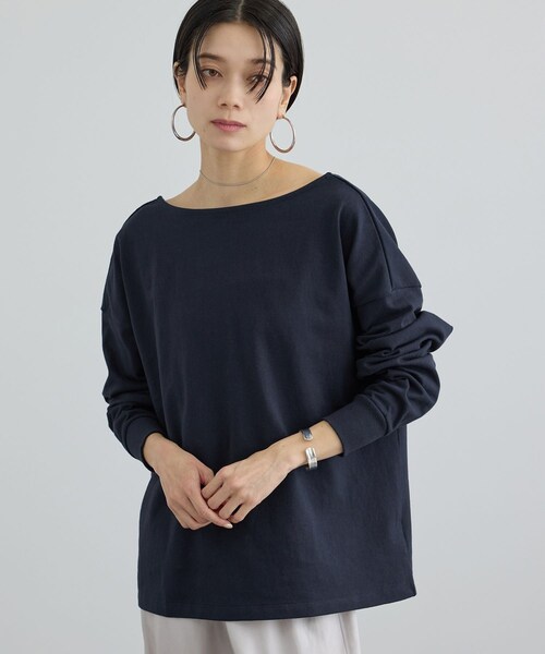ADAM ET ROPE'(アダムエロペ)の「【ONIT(オニット)】SUPER AMERICAN DRYCOTTON BACKOPEN LONGSLEEVE T(Tシャツ/カットソー・レディース・ホワイト/ネイビー・1)」の4枚目の写真