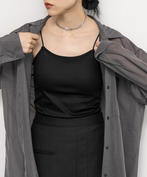 KBF（ケイビーエフ）の「スパゲティダブルストラップキャミソール（キャミソール・レディース・IVORY/CHARCOAL/BLACK・one）」の9枚目の写真