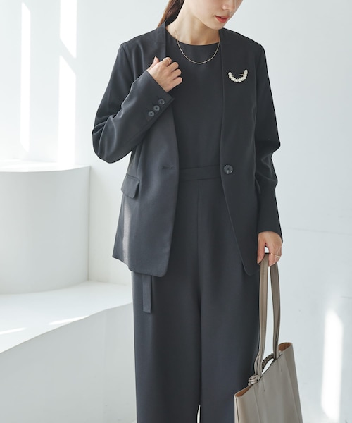 URBAN RESEARCH（アーバンリサーチ）の「『セットアップ対応』ノーカラージャケット（ノーカラージャケット・レディース・NAVY/BLACK・36/38/40）」の17枚目の写真