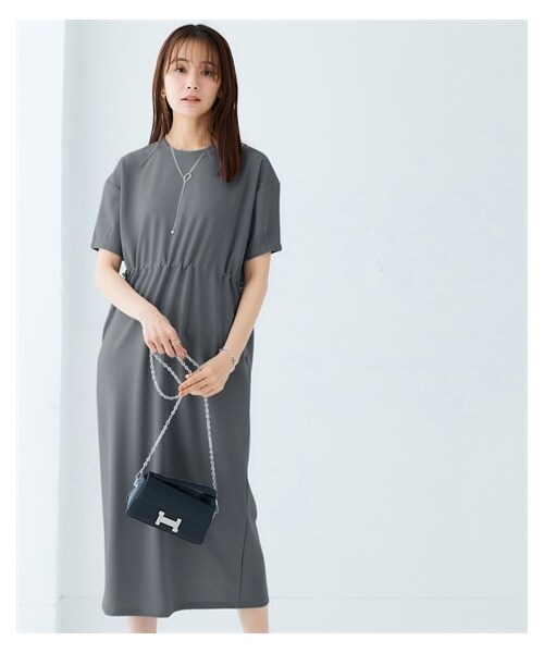 nissen（ニッセン）の「ドロストワンピース（ワンピース・レディース・ライトグレー/ネイビー/ダークグリーン・S/M/L/LL）」の4枚目の写真