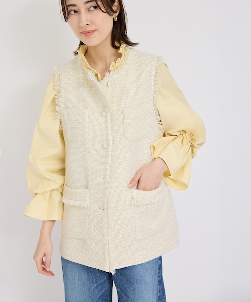 ROPE'（ロペ）の「ミックスツイードジレベスト（ベスト・レディース・ブラック系/オフホワイト/ネイビー・F）」の14枚目の写真