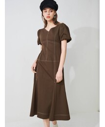 MERCURYDUO | ステッチ切替ボリュームスリーブワンピース(ワンピース)