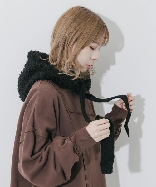 SMELLY（スメリー）の「ループボアボンネット（ニットキャップ/ビーニー・レディース・BEG/BLK・-）」の9枚目の写真