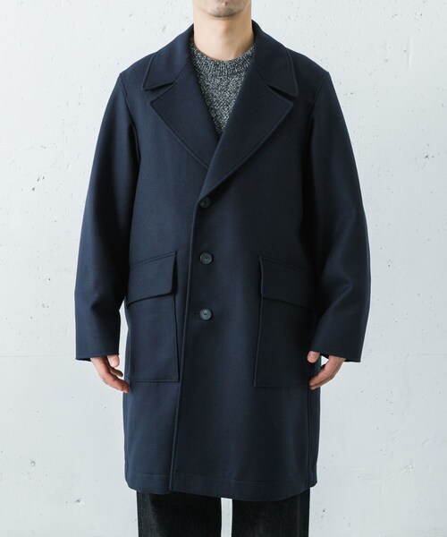 URBAN RESEARCH（アーバンリサーチ）の「ATON　S 160S SEMI DOUBLE COAT（チェスターコート・メンズ・NAVY・4/6）」の5枚目の写真