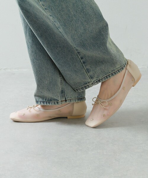 SENSE OF PLACE by URBAN RESEARCH（センスオブプレイスバイアーバンリサーチ）の「ハートチュールフラットシューズ（バレエシューズ・レディース・BLACK/BLK×RED/IVORY・S/M/L）」の6枚目の写真