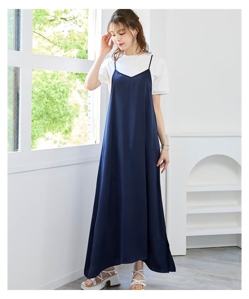 nissen（ニッセン）の「大きいサイズ サテンキャミワンピース（ワンピース・レディース・グレイッシュラベンダー/ネイビー/ミントグリーン・L~LL相当/3L~4L相当/5L~6L相当/8L相当/10L相当）」の10枚目の写真