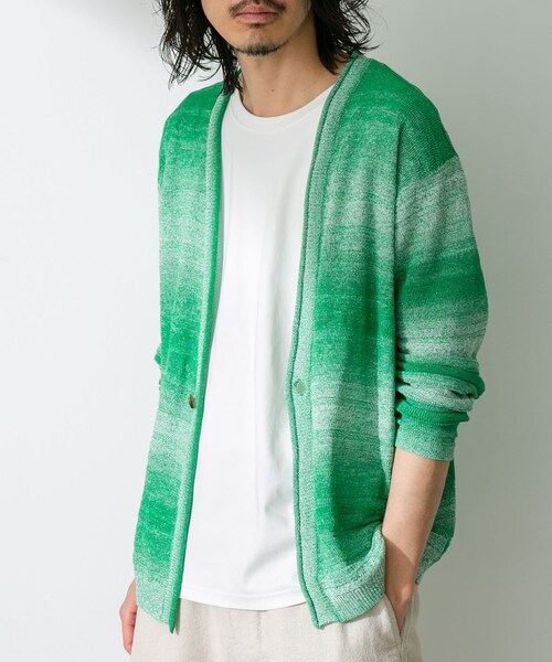 URBAN RESEARCH Sonny Label（アーバンリサーチサニーレーベル）の「スペースダイライトニットカーディガン（カーディガン/ボレロ・メンズ・ブルー/グリーン/オレンジ・M/L）」の8枚目の写真