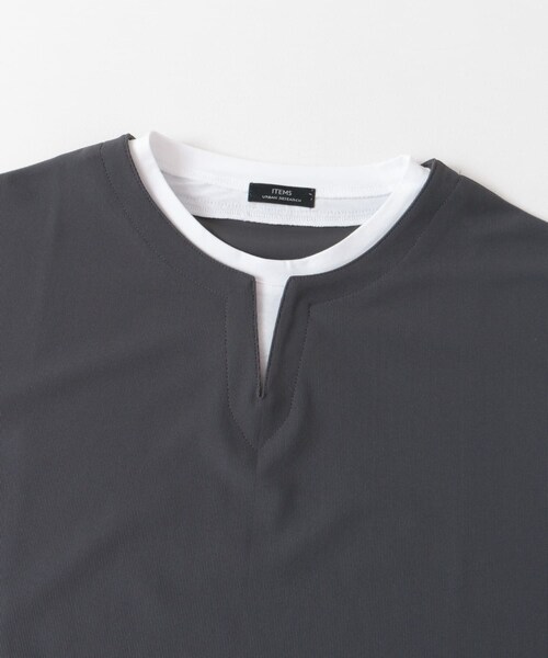 ITEMS URBANRESEARCH(アイテムズ アーバンリサーチ)の「『イージーケア/吸水速乾』高機能ワッフル フェイクレイヤーキーネックTシャツ(Tシャツ/カットソー・メンズ・CHA/BEG/KHK/BLU・M/L)」の13枚目の写真