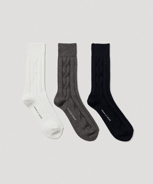 ADAM ET ROPE'（アダムエロペ）の「コーミング ケーブル編みソックス（ソックス/靴下・メンズ・ブラック/チャコール/オフホワイト・L/M）」の16枚目の写真