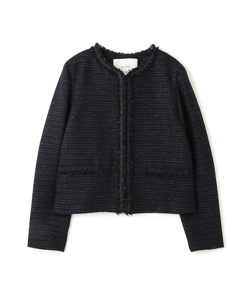 ROPE'（ロペ）の「ミックスツイードノーカラージャケット/26SS（ノーカラージャケット・レディース・ブラック系/オフホワイト/ネイビー・36/38/40）」の21枚目の写真