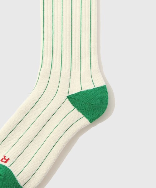 ADAM ET ROPE'（アダムエロペ）の「【HELLA GREEN/ヘラグリーン】Stripe Sox（ソックス/靴下・メンズ・グリーン/ネイビー・F）」の6枚目の写真