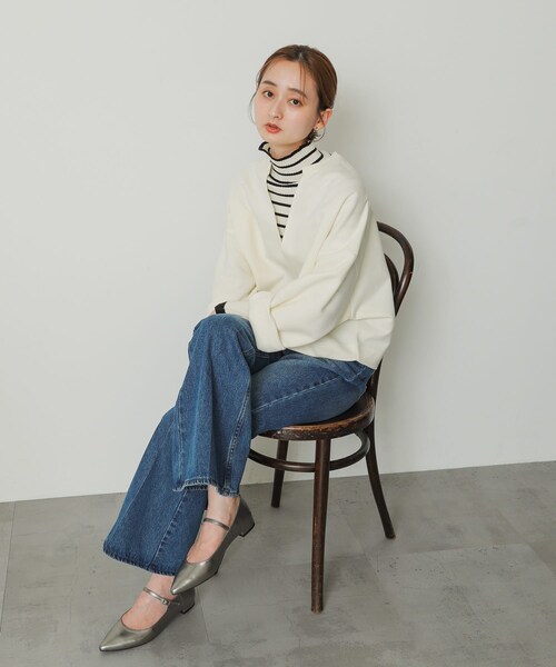 SENSE OF PLACE by URBAN RESEARCH(センスオブプレイスバイアーバンリサーチ)の「Vネッククロップドトップ(Tシャツ/カットソー・レディース・IVORY/PURPLE/BLACK・one)」の13枚目の写真