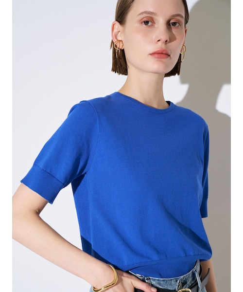 ELENDEEK（エレンディーク）の「HALF SLEEVE T-KT（ニット/セーター・レディース・オフホワイト/ブラック/レッド/ブルー・F）」の9枚目の写真