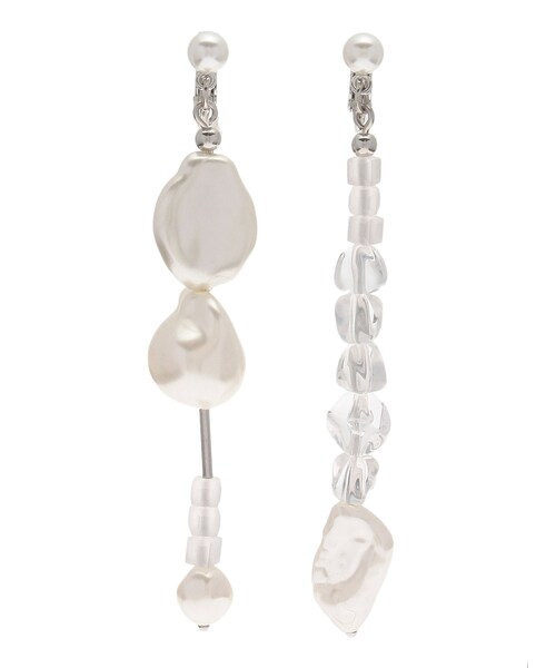 LAGUNAMOON（ラグナムーン）の「LADYミックスフェイクパールクリアイヤリング（イヤリング・レディース・シルバー/ゴールド・F）」の2枚目の写真