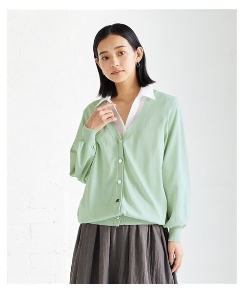 nissen（ニッセン）の「大きいサイズさらっと軽いひんやりサマーニットオーバーサイズカーディガン（ＵＶカット・接触冷感・遮熱）【大人lafarfa23年7月号掲載】（カーディガン/ボレロ・レディース・ベイクドパープル/ミントグリーン/モカグレー/黒・L/LL/3L/4L/5L/6L/8L/10L）」の21枚目の写真