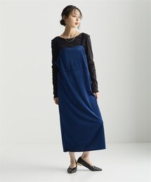 nissen | ＜大きいサイズ＞ストライプベロアキャミワンピース(ワンピース)