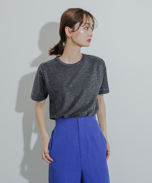 SENSE OF PLACE by URBAN RESEARCH(センスオブプレイスバイアーバンリサーチ)の「クルーネックラメTシャツ(半袖)(Tシャツ/カットソー・レディース・SILVER/NAVY/ORANGE/L.BLUE/BLACK/BROWN・one)」の19枚目の写真
