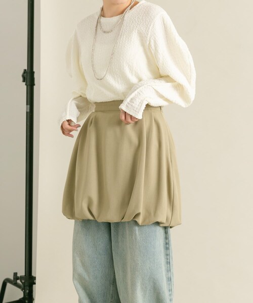 KBF（ケイビーエフ）の「バルーンミニスカート（スカート・レディース・CCL NAVY/KHAKI・one）」の4枚目の写真