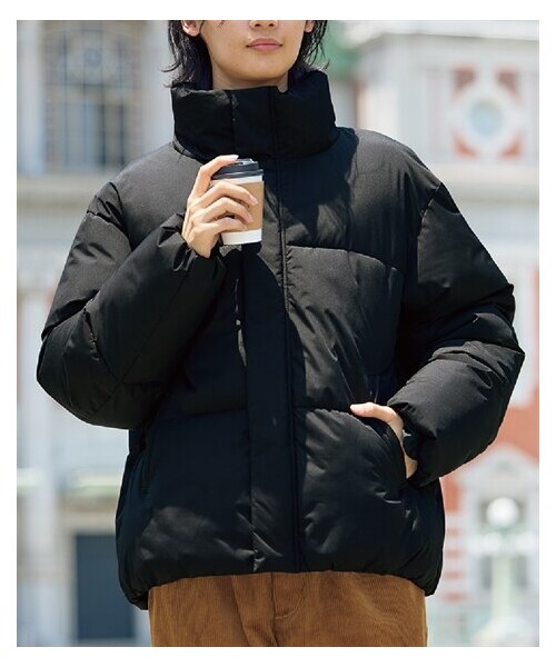 nissen（ニッセン）の「防風・はっ水・吸湿発熱中綿入スタンドカラーブルゾン（ジャケット/アウター・メンズ・チャコール/黒・M/L/LL/3L/4L/5L/6L/8L/10L）」の2枚目の写真