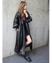 EVRIS | ボリュームスリーブレザーライクコート(トレンチコート)