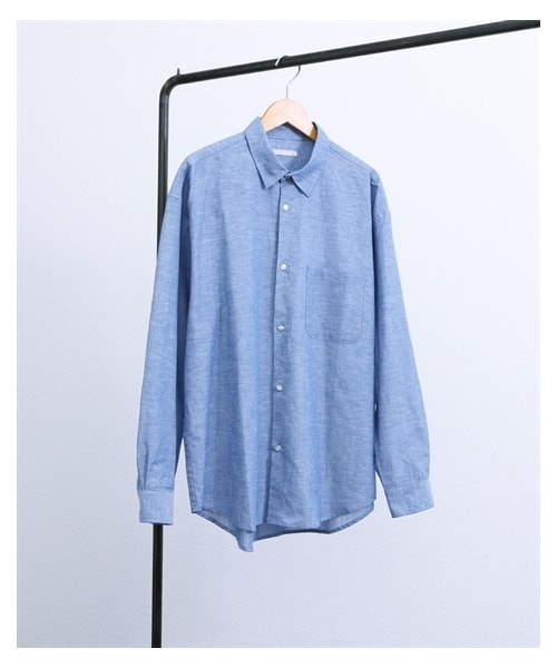 nissen（ニッセン）の「オーバーサイズ麻混長袖シャツ（シャツ/ブラウス・メンズ・ベージュ/サックス/ブルー/イエローグリーン/ネイビー・M/L/LL/3L/4L/5L/6L/8L/10L）」の21枚目の写真