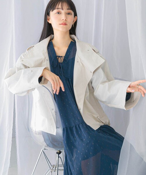 URBAN RESEARCH ROSSO（アーバンリサーチロッソ）の「『撥水』スタンドカラーショートブルゾン（ブルゾン・レディース・darknavy/ivory・FREE）」の16枚目の写真