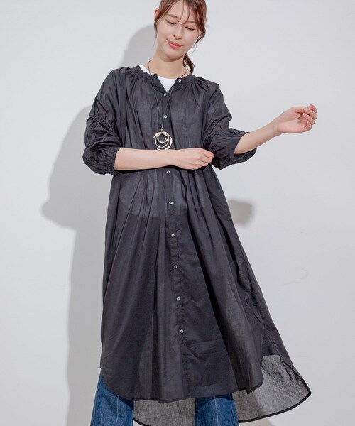 Jayro（ジャイロ）の「インド綿ボイルエリシャーリングワンピース（ワンピース・レディース・ブラック/ブルー/ピンク・M）」の4枚目の写真