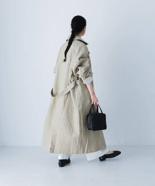 かぐれ（カグレ）の「『ユニセックス』コットンリネンオーバートレンチコート（ステンカラーコート・レディース・L/BEIGE/BEIGE・1/2）」の18枚目の写真