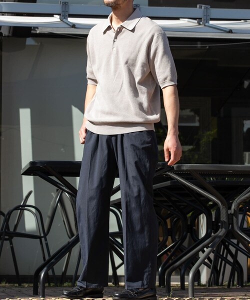 URBAN RESEARCH ROSSO（アーバンリサーチロッソ）の「『WEB限定』変形カノコ半袖ニットポロ（ポロシャツ・メンズ・BLACK/NAVY/KHAKI/LIGHT GRAY・M/L）」の18枚目の写真