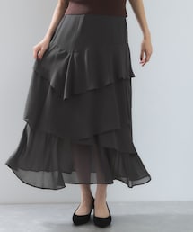 VIS（ビス）の「花柄アソート楊柳ティアードスカート（スカート）」