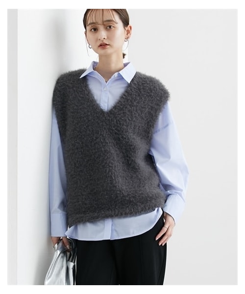 nissen（ニッセン）の「シャギーニットベスト（ニット/セーター・レディース・アイボリー/ライトグレー/チャコールグレー・S/M/L/LL）」の16枚目の写真
