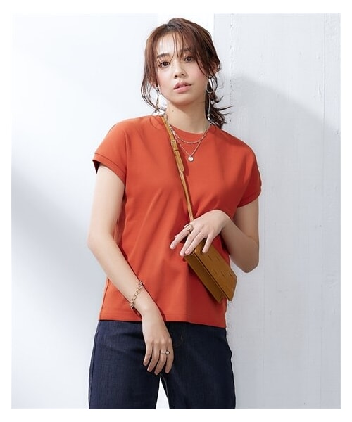 nissen（ニッセン）の「ＵＶカット綿１００％フライス素材フレンチスリーブＴシャツ（Tシャツ/カットソー・レディース・オフホワイト/黒/ダスティ―ピンク/ブルー/ディープグリーン/ブラッドオレンジ/トープ/グレージュ/ローズ/ラベンダー/不要品番/シュガーピンク・S/M/L/LL/3L）」の11枚目の写真