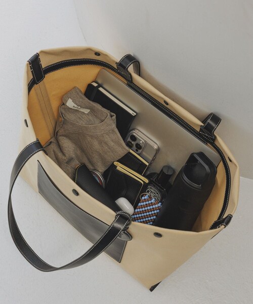 ROPE'（ロペ）の「【E'POR】【A4/PC対応・内側撥水・軽量】SAIL BAG(セイルバッグ)/26SS新型（トートバッグ・レディース・ブラウン/ベージュ・F）」の11枚目の写真