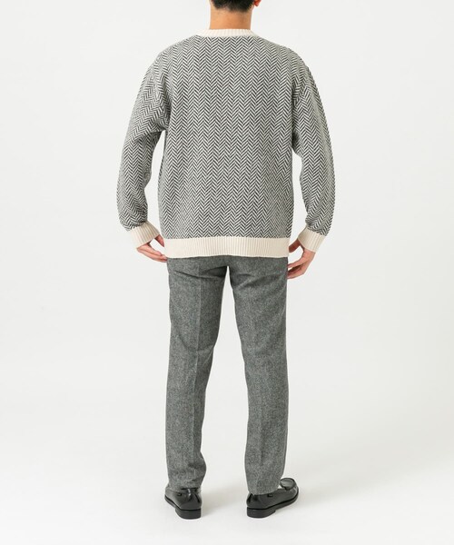 URBAN RESEARCH ROSSO（アーバンリサーチロッソ）の「『XLサイズあり』ヘリンボーン柄クルーネックニット（ニット/セーター・メンズ・IVORY/BLACK/GREIGE/NAVY/GRAY・S/M/L/XL）」の17枚目の写真