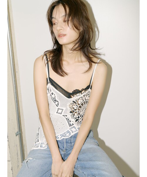 Ungrid（アングリッド）の「【Htage】パッチワークレースキャミソール（その他・レディース・オフホワイト/ブラック・F）」の3枚目の写真