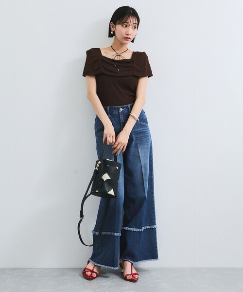 VIS（ビス）の「フリンジフレアデニム（デニムパンツ・レディース・ブルー系/サックス・M/S）」の9枚目の写真