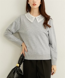 nissen | 【ウォッシャブル】レース衿２ＷＡＹニット(ニット/セーター)