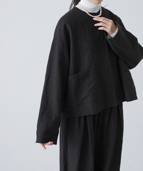 かぐれ（カグレ）の「リネンラミーノーカラージャケット（ノーカラージャケット・レディース・BLACK・Free）」の14枚目の写真