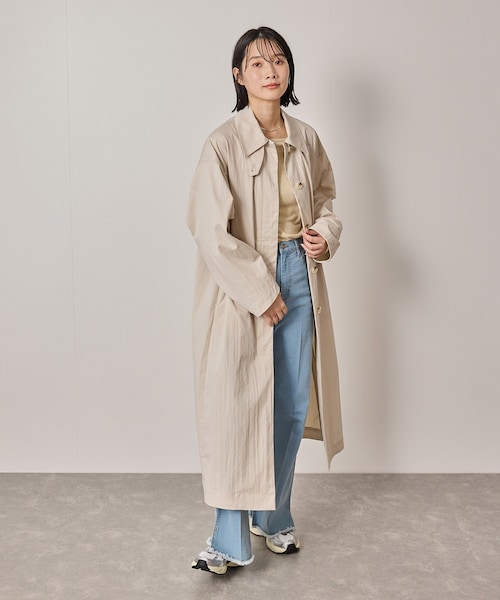 NERGY（ナージー）の「【撥水】ステンカラーロングコート（ステンカラーコート・レディース・ベージュ・F）」の4枚目の写真
