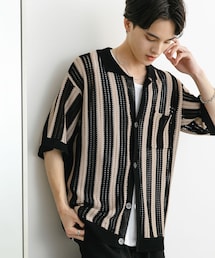 SENSE OF PLACE by URBAN RESEARCH | ストライプショートスリーブニットシャツ(ニット/セーター)