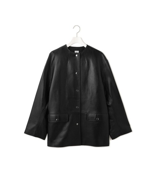 ADAM ET ROPE'(アダムエロペ)の「【IHNN(イン)】 別注Collarless Leather Jacket(ノーカラージャケット・レディース・ブラック・36/38)」の13枚目の写真