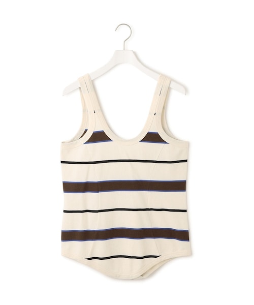 ADAM ET ROPE'(アダムエロペ)の「【TanC(タンク)】PIQUE BORDER TANK ROMPERS(タンクトップ・レディース・キナリ・F)」の1枚目の写真