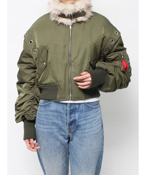 jouetie（ジュエティ）の「ギャザーリボンMA-1ベスト（ベスト・レディース・ブラック/ピンク/ボルドー/カーキ/アイボリー・M）」の20枚目の写真