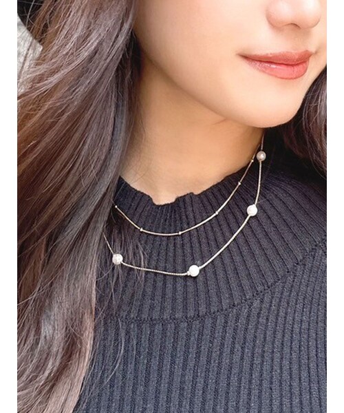 RESEXXY（リゼクシー）の「2連パールネックレス（ネックレス・レディース・シルバー/ゴールド・F）」の4枚目の写真